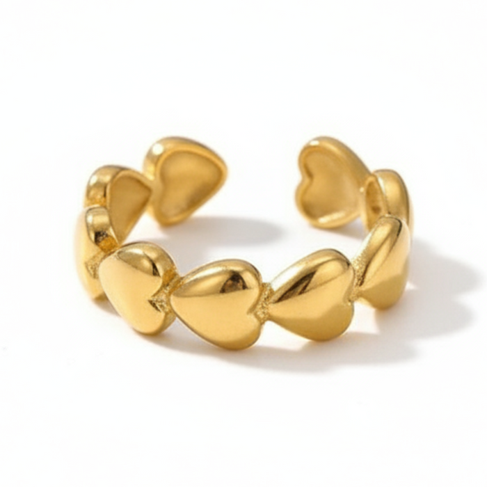 Cherie Sweetheart Open Ring in 18K gold PVD-plated finish, product shot on white background