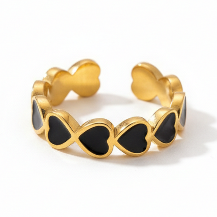 Noir Heart Shadow Ring in 18K gold-plated finish, product shot on white background