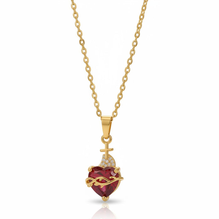 Nora Scarlet Heart Necklace in 18K gold PVD-plated finish, product shot on white background