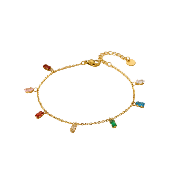 Sienna Rainbow Bar Bracelet in 14K gold PVD-plated finish, product shot on white background