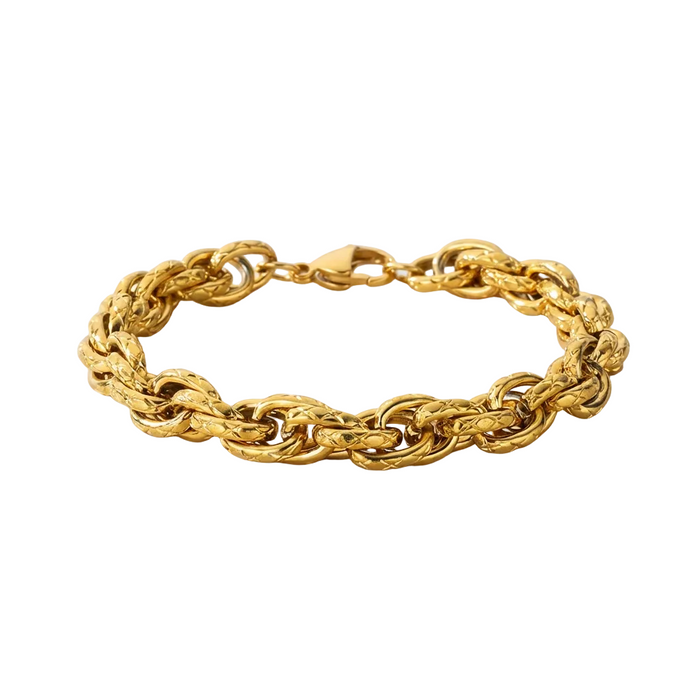 Rogue Textured Curb Bracelet in 18K gold PVD-plated finish, product shot on white background