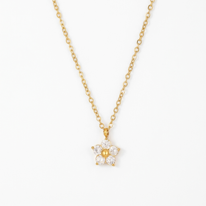 Luna Bloom Necklace in 18K gold PVD-plated finish, product shot on white background