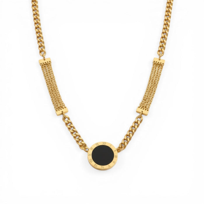 Mila Noir Medallion Layers in 18K gold PVD-plated finish, product shot on white background