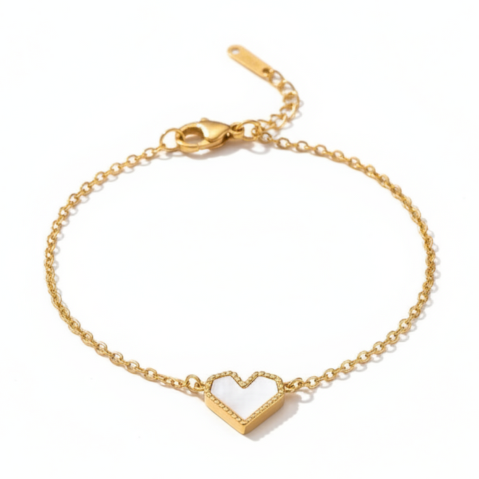Lumiere Enamel Heart Bracelet in gold PVD-plated finish, product shot on white background