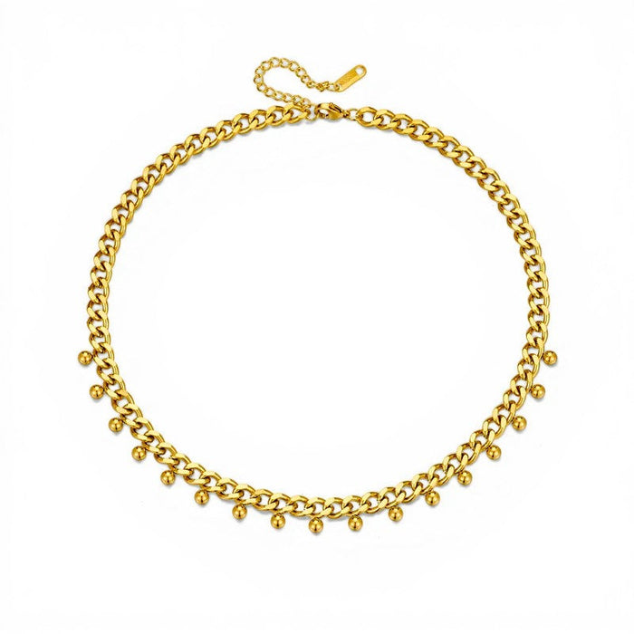 Echo Bead Chain Necklace in 18K gold PVD-plated finish, product shot on white background