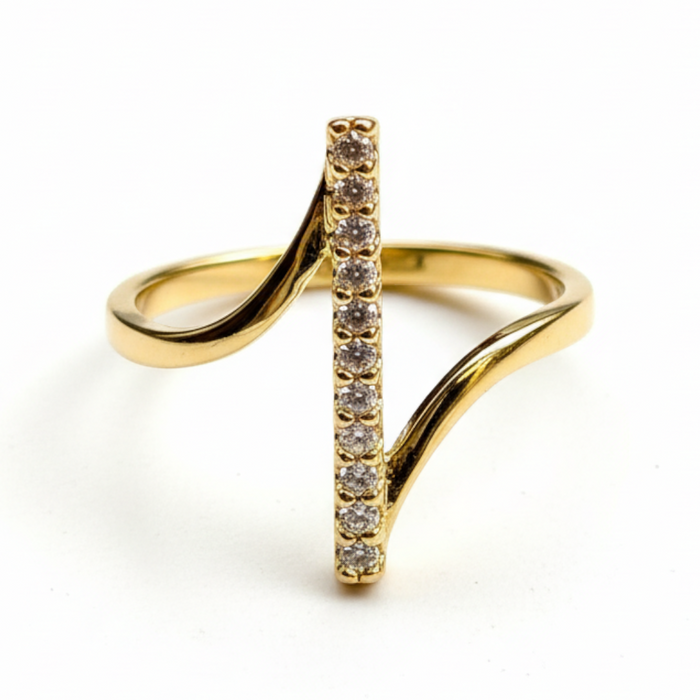 Ava Arc Glow Ring in 18K gold PVD-plated finish, product shot on white background