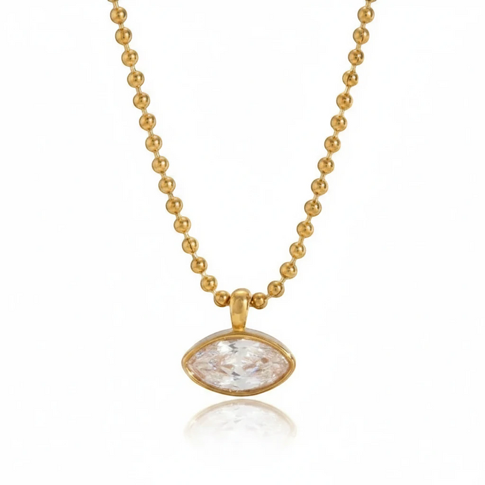 Iris Horse Eye Necklace in 18K gold PVD-plated finish, product shot on white background