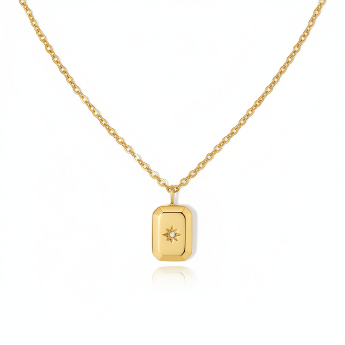 Dewdrop Gleam Pendant Necklace in gold PVD-plated finish, product shot on white background