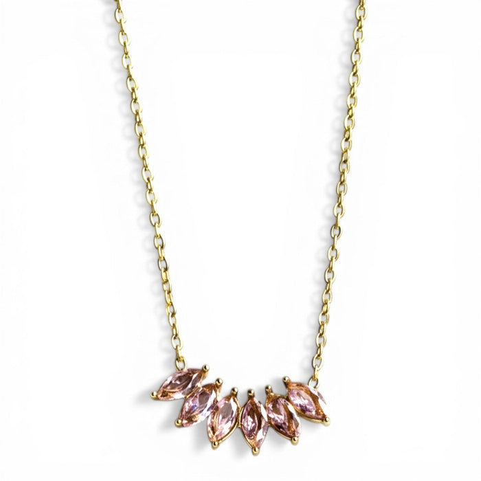 Aria Petal Glow Necklace in 18K gold-plated finish, product shot on white background