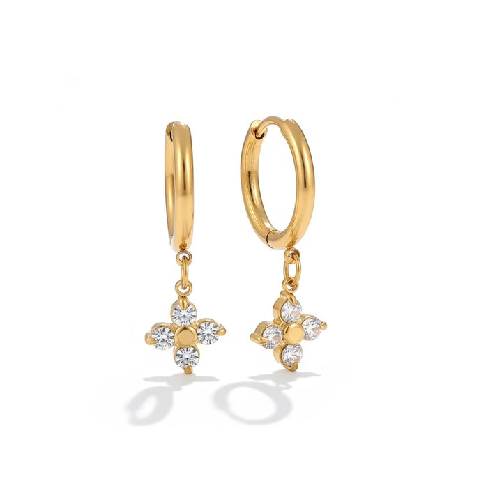 Mira Petal Earrings in 18K gold-plated finish, product shot on white background