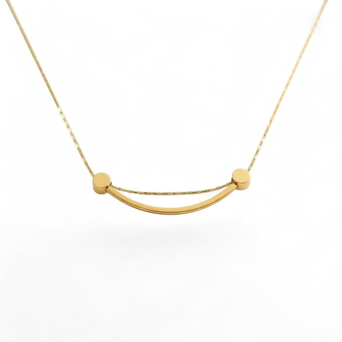 Smiley Curve Minimal Necklace in 18K gold-plated finish, product shot on white background