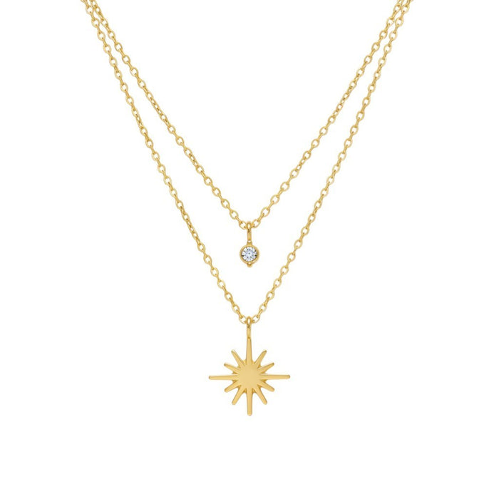 Stella Starry Layered Necklace in gold PVD-plated finish, product shot on white background
