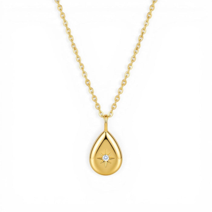 Stella Dewdrop Necklace in 18K gold PVD-plated finish, product shot on white background