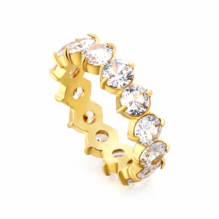 Ivy White Stone Band in 18K gold-plated finish, product shot on white background