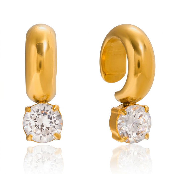 Noor Zircon Ear Cuffs in 18K gold PVD-plated finish, product shot on white background