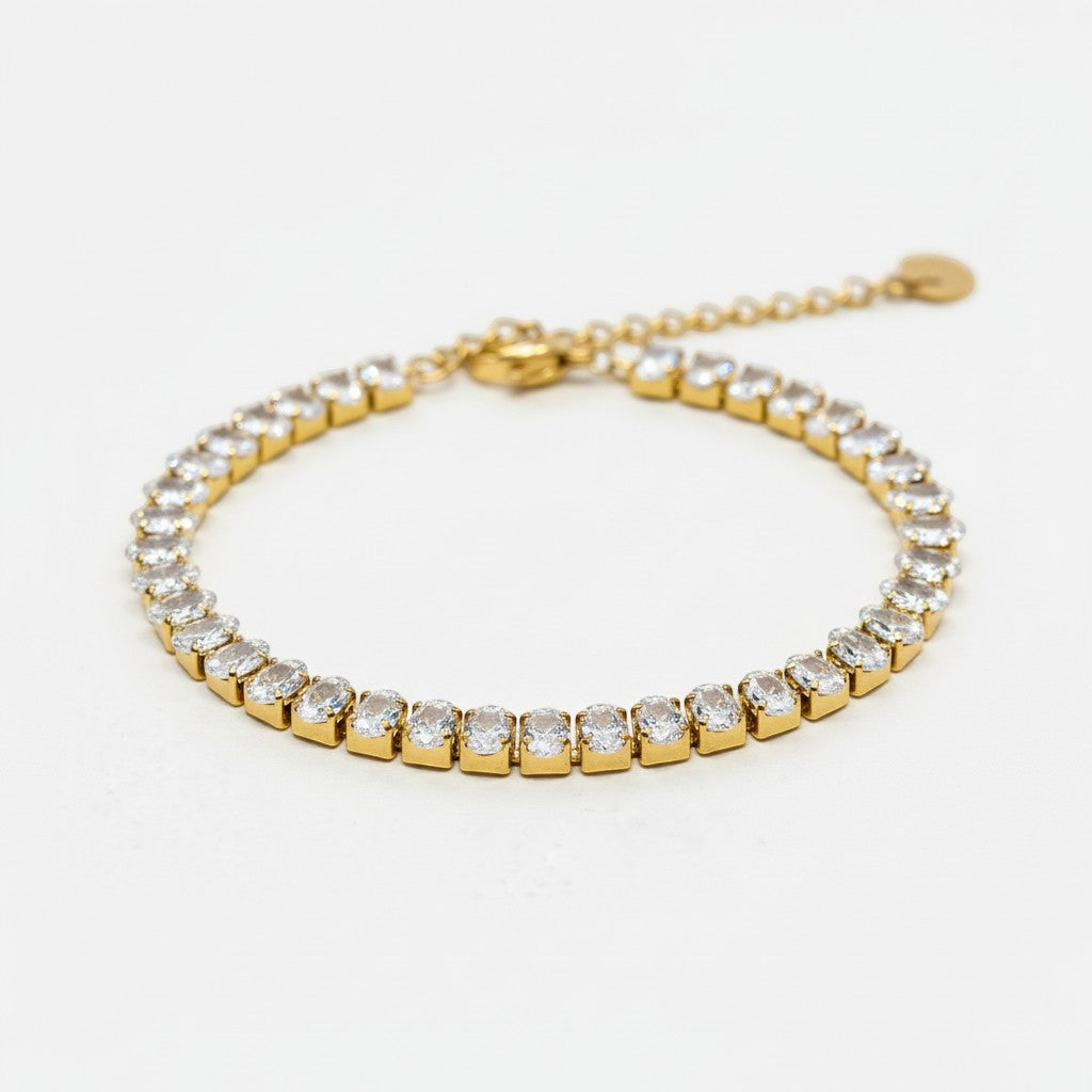 Aurelia Oval Tennis Bracelet in 18K gold PVD-plated stainless steel