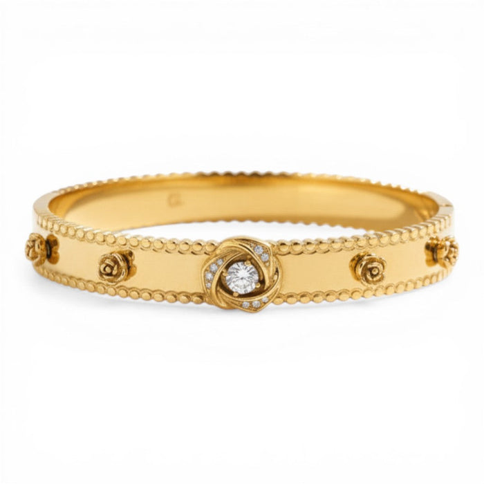 Liora Rose Edge Bangle in 18K gold PVD-plated finish, product shot on white background