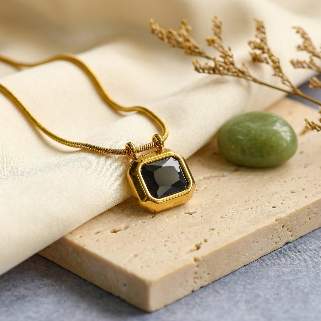 Midnight Prism Retro Pendant Necklace