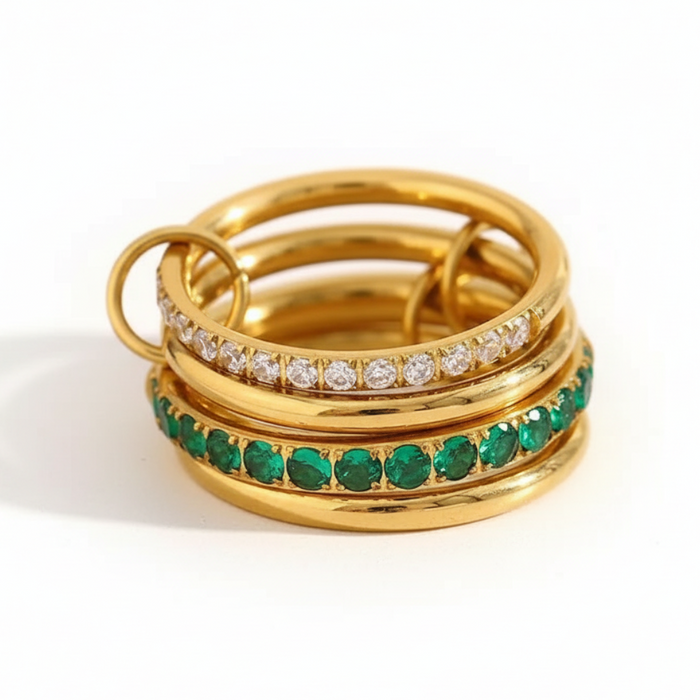 Serena Linked Ring in gold PVD-plated finish, product shot on white background