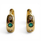 Emerald Halo Mini Hoops