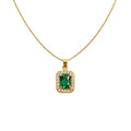 Emerald Halo Solitaire Necklace