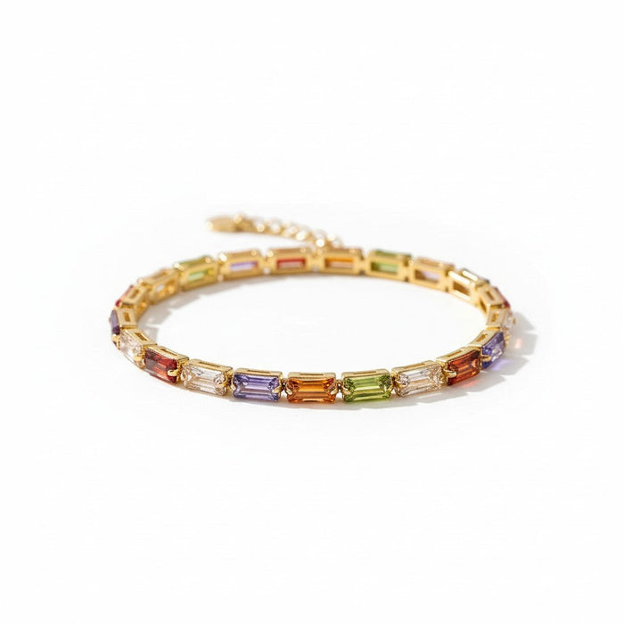 Prisma Baguette Rainbow Bracelet in 18K gold PVD-plated finish, product shot on white background