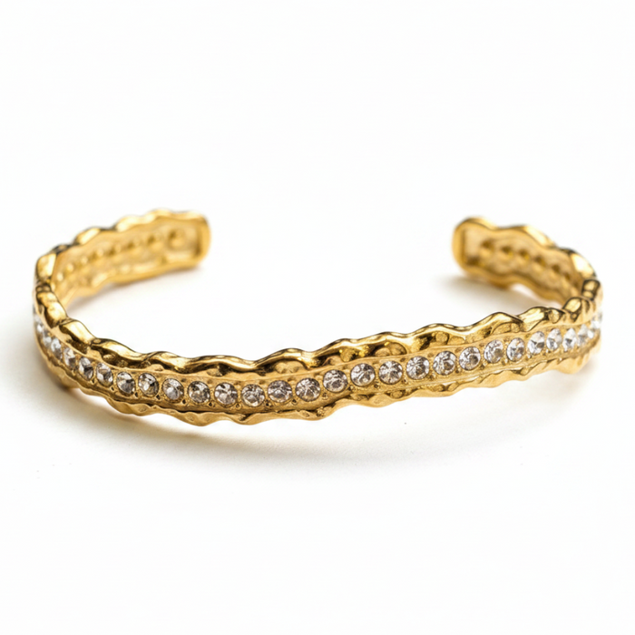 Sera Serpent Wave Cuff in 18K gold PVD-plated finish, product shot on white background