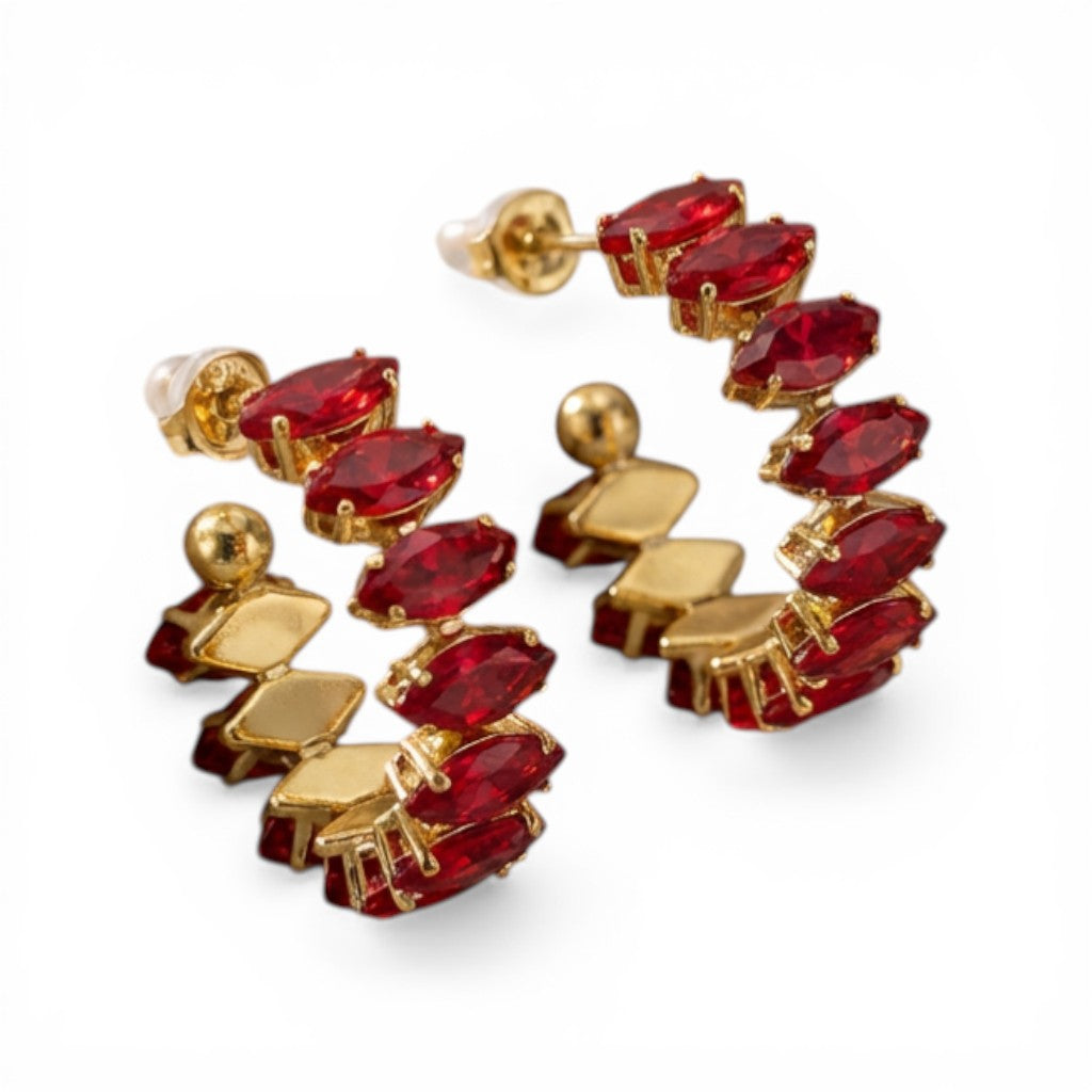 Crimson Eye Hoop Earrings