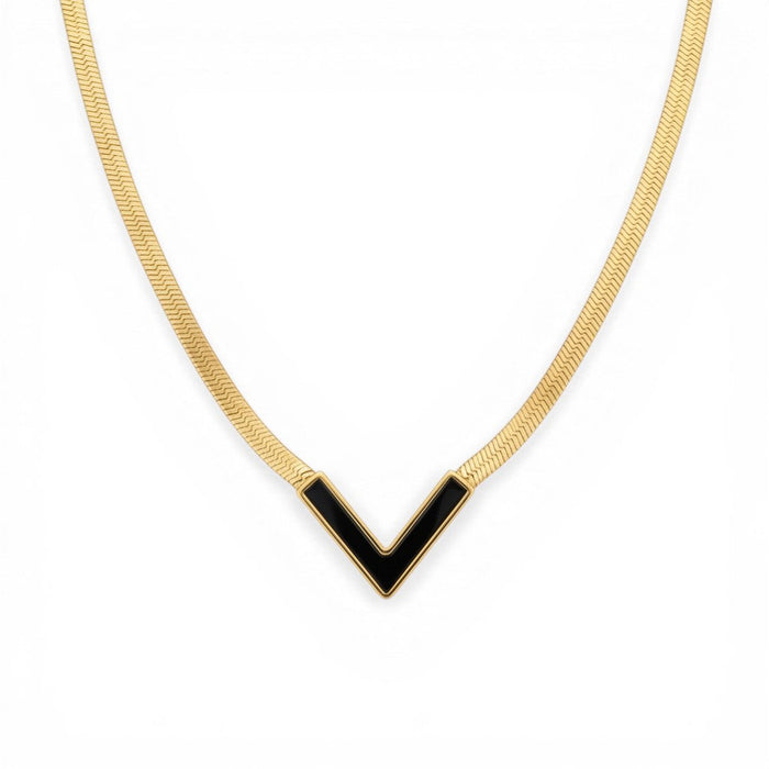 Vera V Statement Necklace in 18K gold PVD-plated finish, product shot on white background