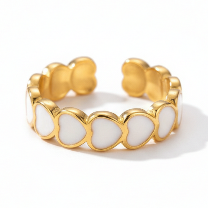 Opal Heart Whisper Ring in 18K gold-plated finish, product shot on white background