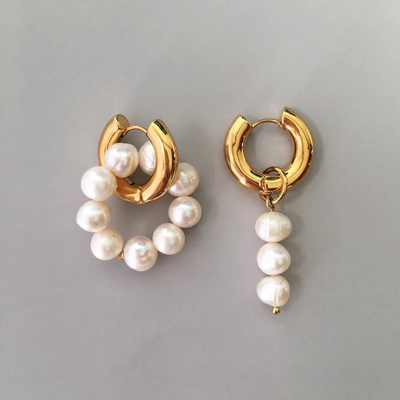 Sophie Mismatched Freshwater Pearl Drop Earrings, styled flat lay