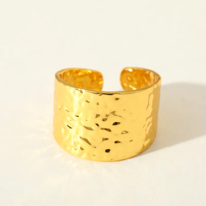 Lila Hammered Open Ring in 18K gold-plated finish, product shot on white background