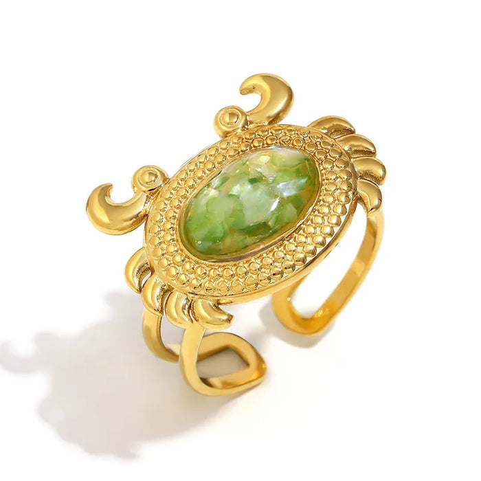 Crab Nebula Open Ring in 18K gold PVD-plated finish, product shot on white background