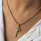 Clover Lucky Key Pendant Necklace