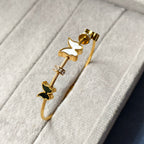 Butterfly Shell Zircon Bangle Bracelet