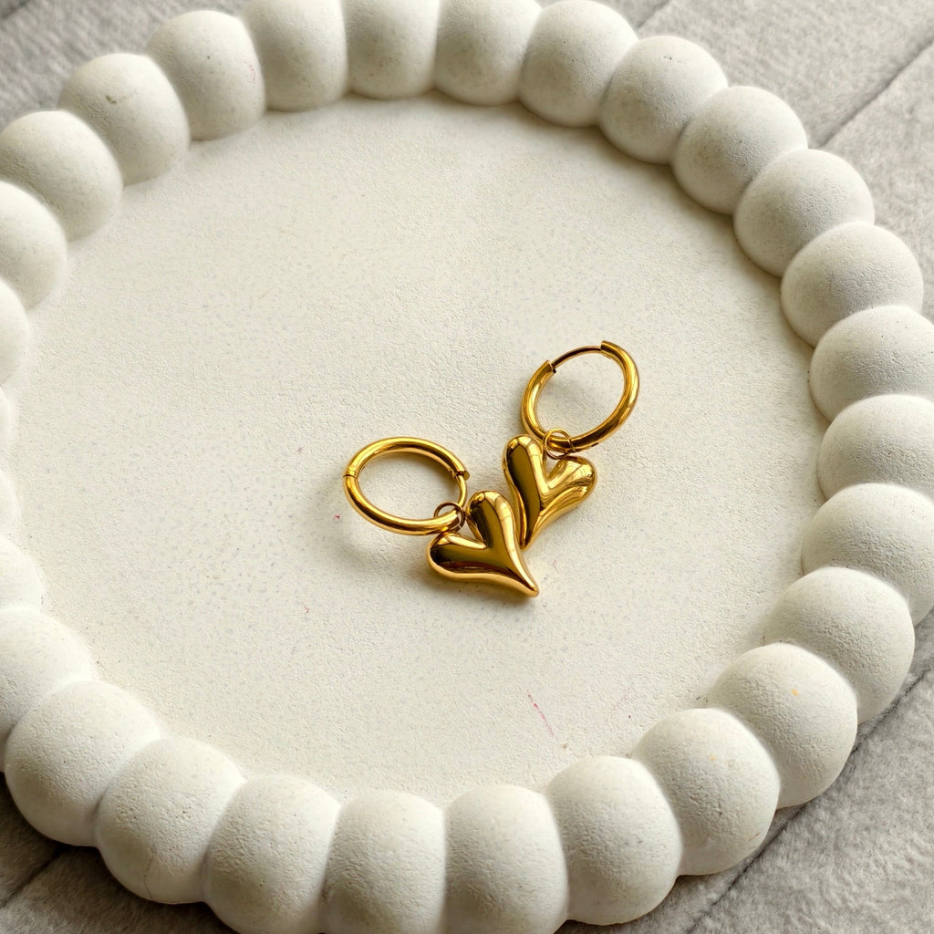 Lena Puff Heart Huggie Earrings