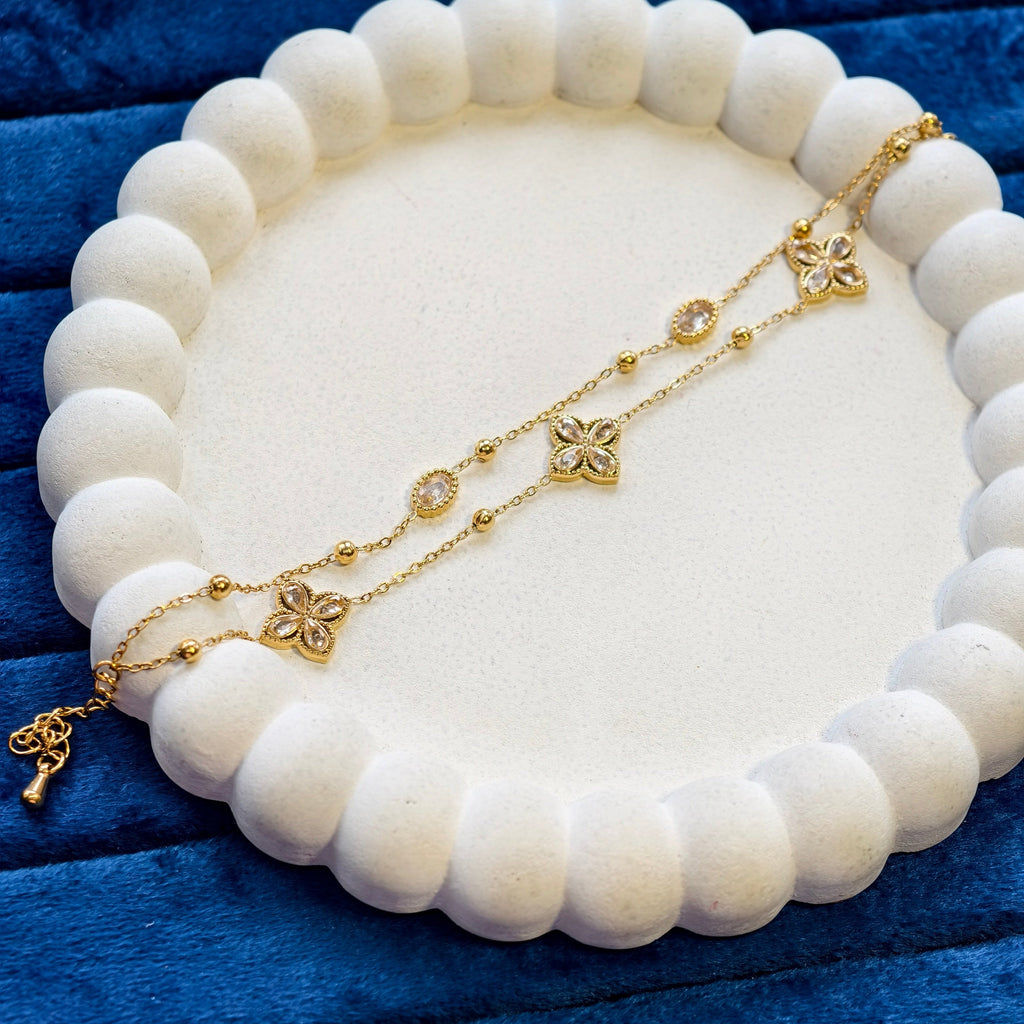Clover Duo Layer Bracelet, close-up on a display