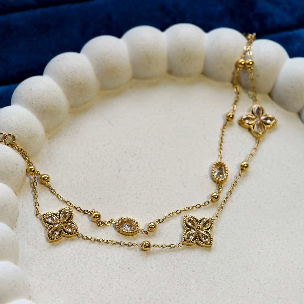 Clover Duo Layer Bracelet, alternate angle on a display