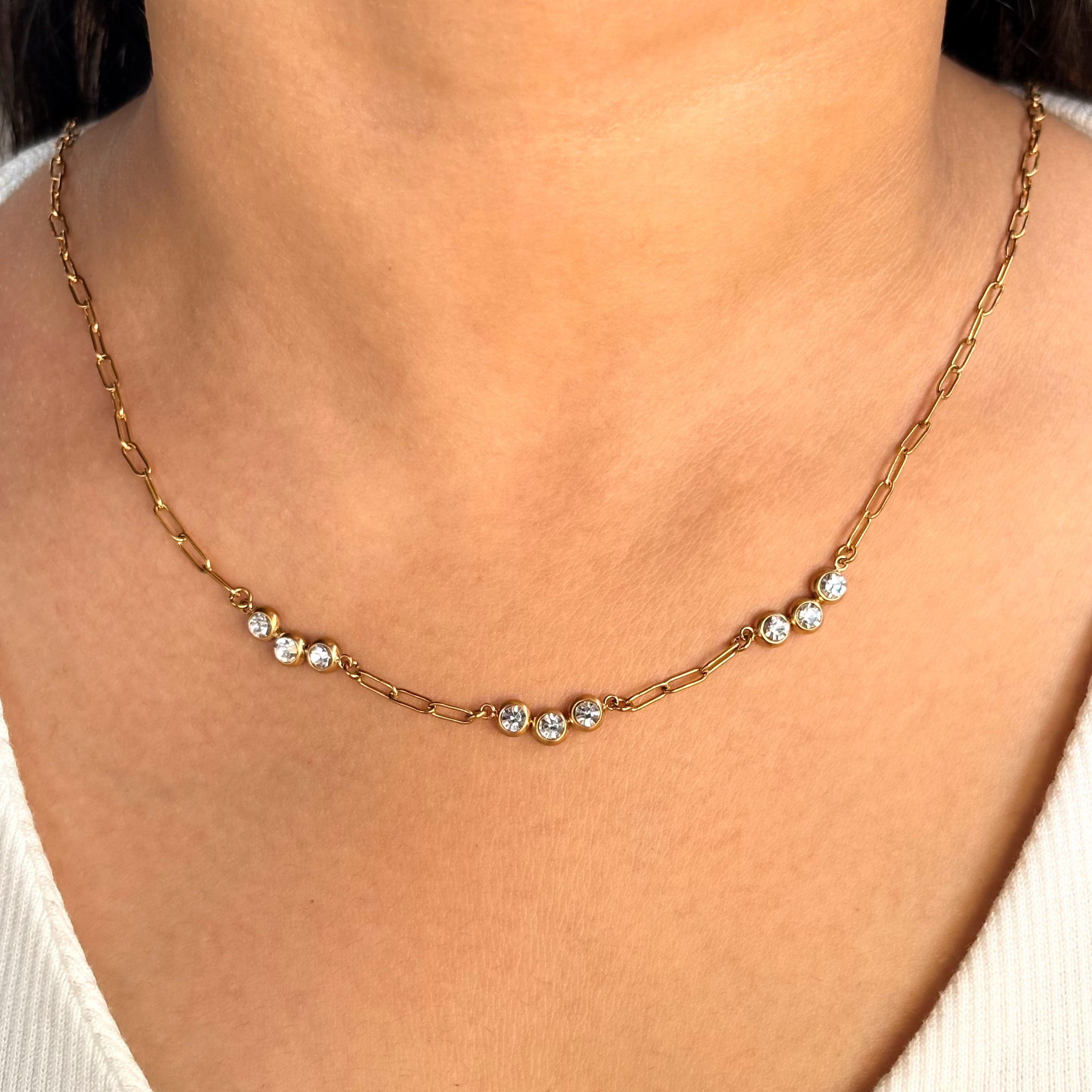 Ira Zircon Link Chain Necklace
