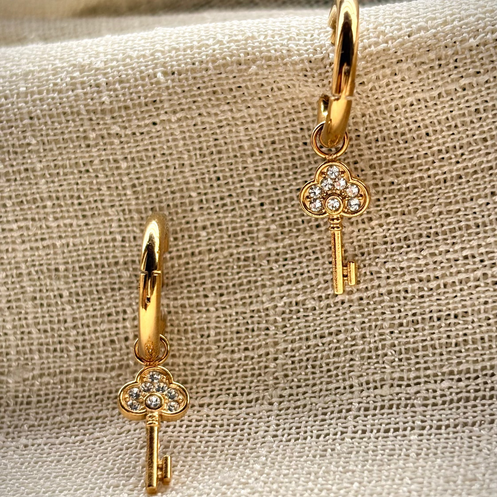 Meher Crystal Key Drop Earrings