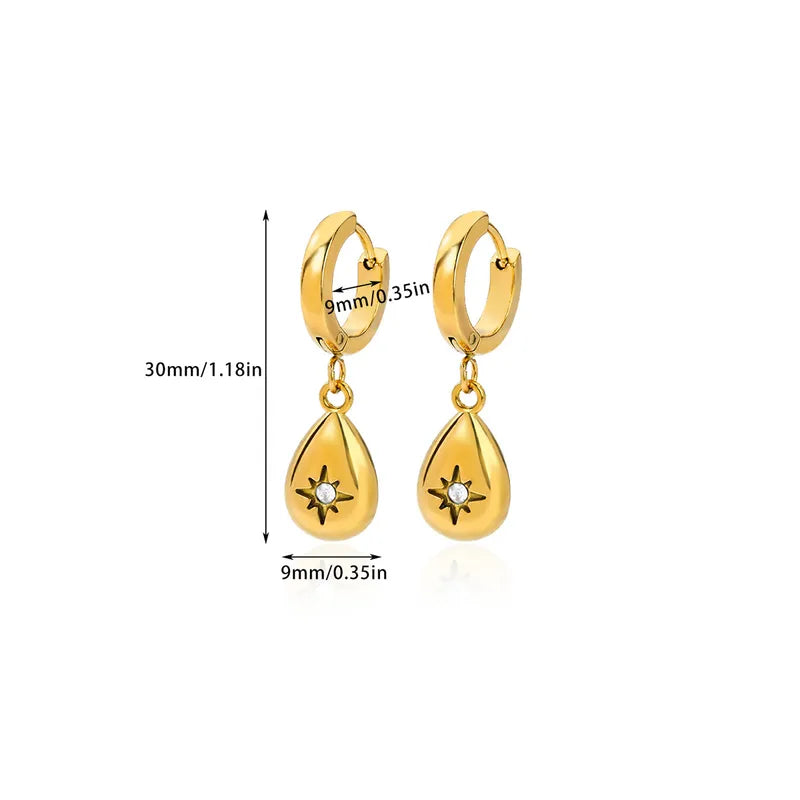 Sophia Teardrop Zircon Hoop Earrings size diagram showing dimensions