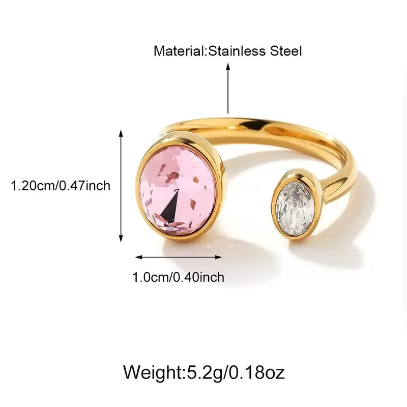 Kiara Pink Oval Open Ring