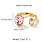 Kiara Pink Oval Open Ring