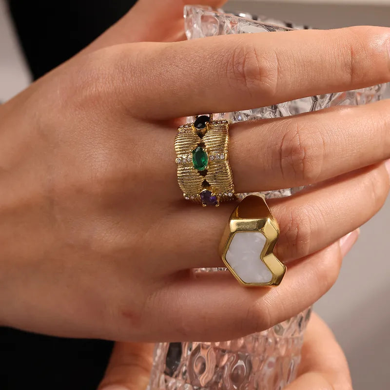 Nandi Regal Oval Festival Ring in 18K gold PVD-plated finish worn on the hand