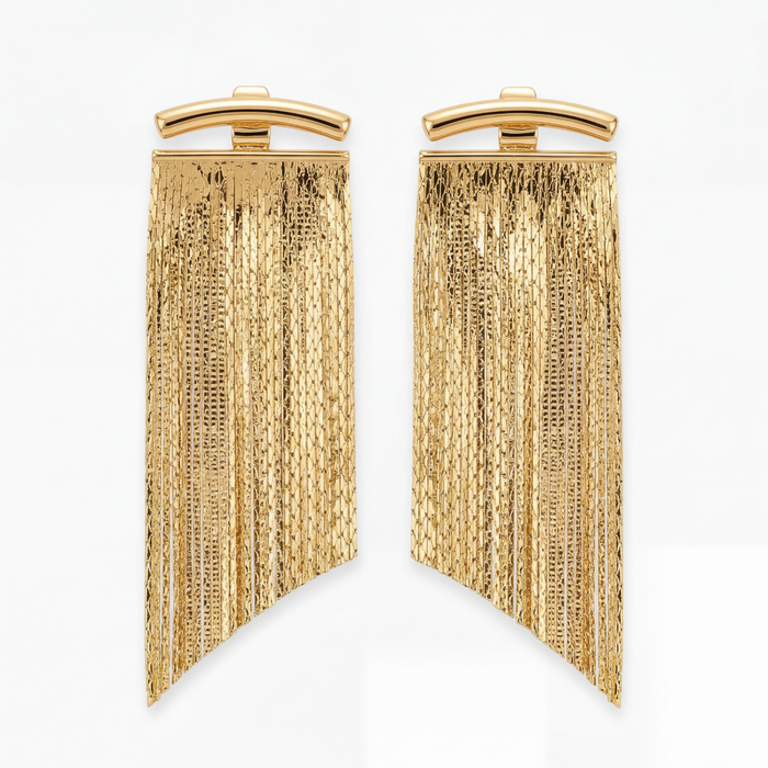 Sienna Tassel Drops in 18K gold-plated finish, product shot on white background