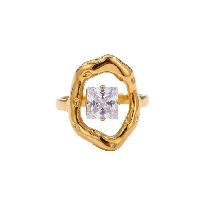 Ava Nexus Open Ring in 18K gold PVD-plated finish, product shot on white background