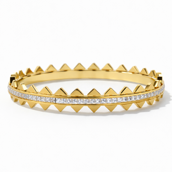 Arrow Sparkle Dual-Tone Bangle in 18K gold-plated finish, product shot on white background