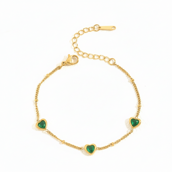 Amour Trio Heart Bracelet in 18K gold PVD-plated finish, product shot on white background