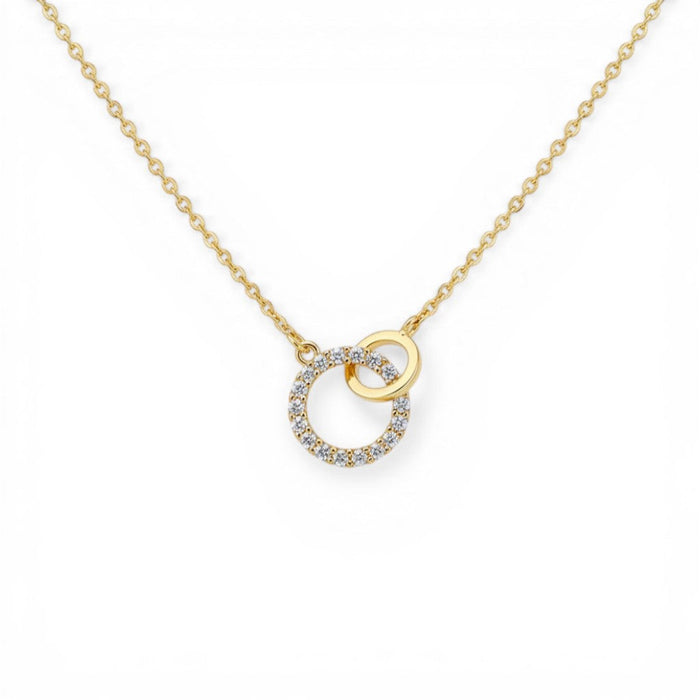 Mila Circle Link Necklace in gold-tone finish, product shot on white background