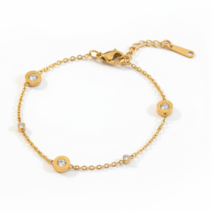 Nova Sparkle Station Bracelet in gold PVD-plated finish, product shot on white background